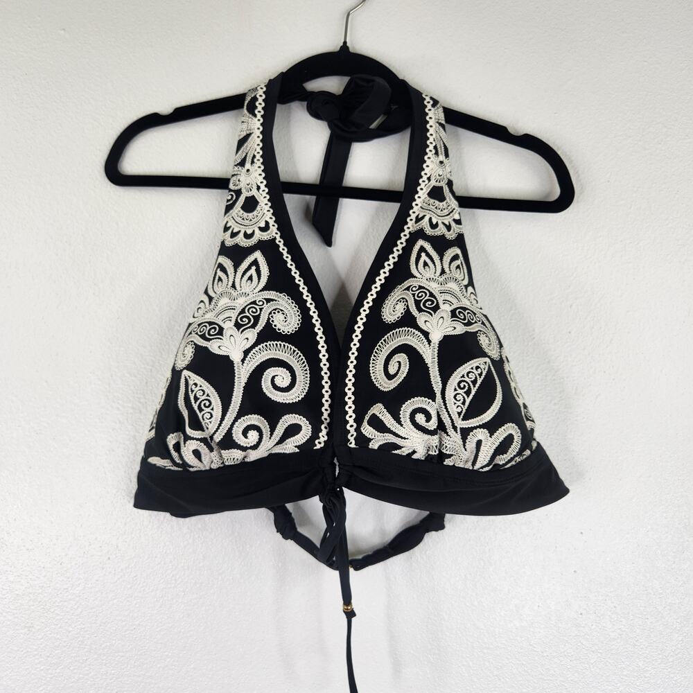 Time & Tru Black Floral Padded Bikini Top Women's 2X Beach Boho